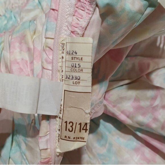 Vintage 80s Dance Allure Alfred Angelo Pastel Floral Strapless Dress ILGWU - Picture 10 of 13